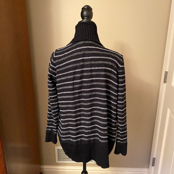 Black with White Stripe Cardigan Sweater - Picture 4 of 5